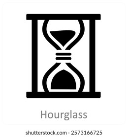 Hourglass and clock icon concept