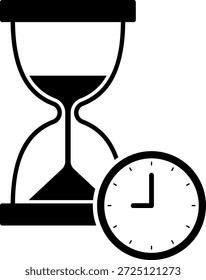 Reloj de arena y reloj aislado icono de Vector