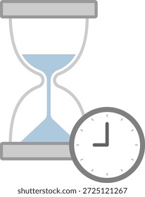 Reloj de arena y reloj de Ilustración vectorial aislada