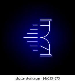 hourglass clock time icon in blue neon style.. Elements of time illustration icon. Signs, symbols can be used for web, logo, mobile app, UI, UX