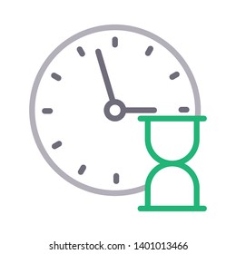 hourglass clock vector color line icon