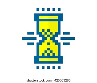 hourglass clock vintage pixel image vector icon