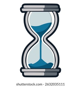 hourglass clock vintage time flat color vector illustration template design