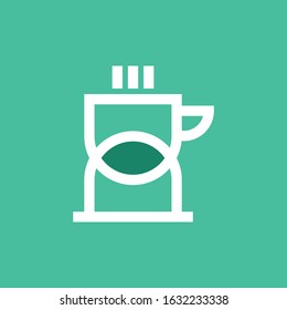 Hourglass and coffee cup symbols and icons for time and drink concept design or logo vector icon design