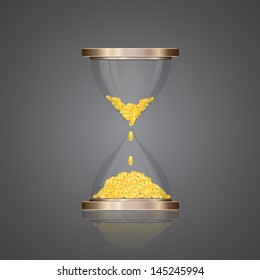 Hourglass with coins. EPS10 vector