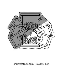 Hourglass with coins icon vector illustration graphic design