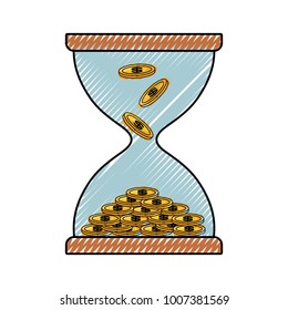 hourglass with  coins vector illustration