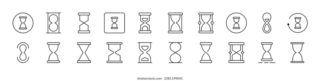 Hourglass Collection of Thin Icons. Editable Stroke. Suitable for Web Sites, Books, Cards, Apps