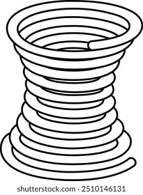 Mola de compressão de ampulheta (mola côncava). Ilustração de contorno de vetor.