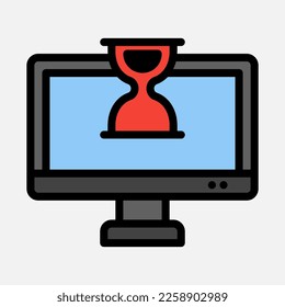 Hourglass computer icon in filled line style, use for website mobile app presentation