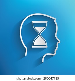 Hourglass concept on blue background,clean vector