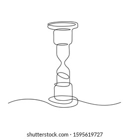 Hourglass In Continuous Line Art Drawing Style. Black Linear Sketch On White Background. Vector Illustration