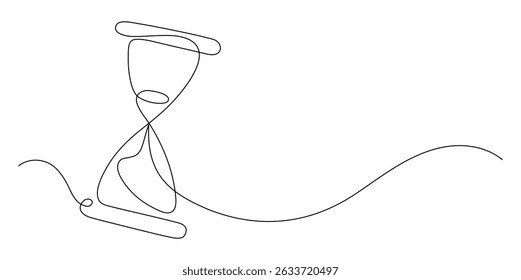 Ampulheta. Desenho de linha contínuo. Borda do quadro