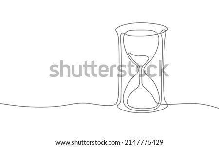 Hourglass continuous line time of life concept. Deadline present future past hours gone. Time stream flow value. Creative opportunity ideas schedule vector illustration