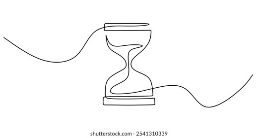 Hourglass. Continuous One Line Drawing Depicting Date and Time in a Minimalist Hand-Drawn Design.