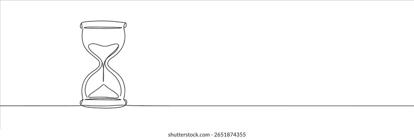 Hourglass continuous one line drawing. Sand watch, sandglass timer symbol. Vector illustration.
