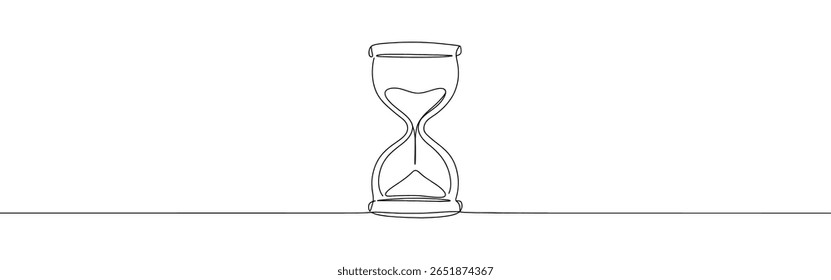 Hourglass continuous one line drawing. Sand watch, sandglass timer symbol. Vector illustration.