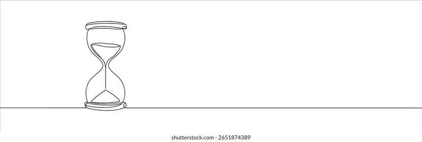 Hourglass continuous one line drawing. Sand watch, sandglass timer symbol. Vector illustration.