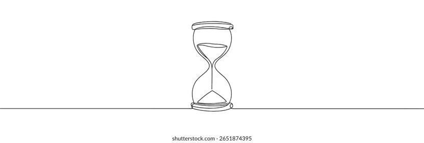 Hourglass continuous one line drawing. Sand watch, sandglass timer symbol. Vector illustration.