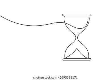 Ilustração de conceito de temporizador de areia minimalista de desenho de uma linha contínua em ampulheta