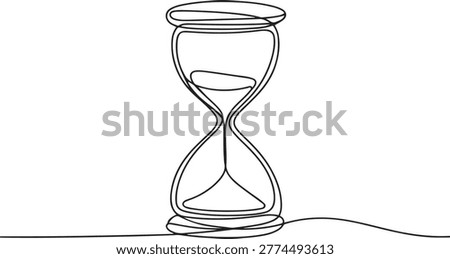 Hourglass continuous one line drawing minimalist sand timer concept.one line vector illustration with out background
