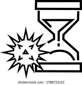 hourglass corona virus time vector icono de ilustración signo de icono y icono de tiempo