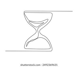 Hourglass countdown simple outline illustration. Continuous line drawing of Hourglass timer. 