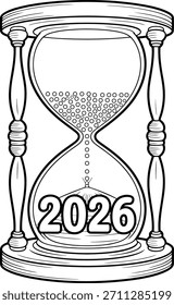 Reloj de Arena Cuenta Regresiva para el Año 2026, Simbolizando el Paso del Tiempo y los Hitos Futuros por Delante