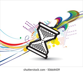 hourglass cursor with abstract wave background, Vector illustration