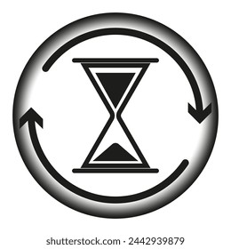 Hourglass cycle icon. Time passing concept. Endless loop with sand timer. Continuous deadline symbol. Vector illustration. EPS 10.