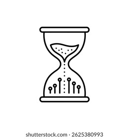 Hourglass with Data Points Flowing Between Chambers