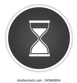 Hourglass design on black button background,clean vector