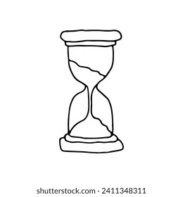 Hourglass. A device for counting time intervals. Doodle. Vector illustration. Hand drawn. Outline.