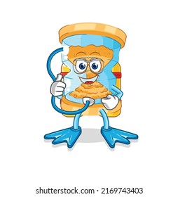the hourglass diver cartoon. cartoon mascot vector