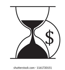 Hourglass and dollar icon vector desing illustration