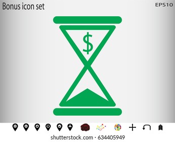 hourglass, dollar, icon, vector illustration eps10