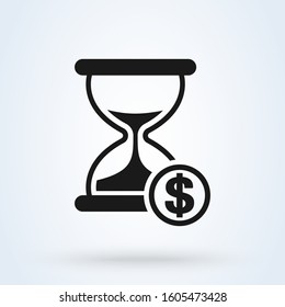 hourglass dollar time, vector modern icon design illustration