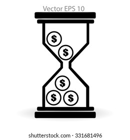 Hourglass with dollars vector illustration