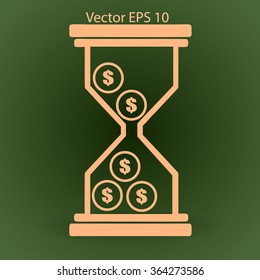 Hourglass with dollars vector illustration