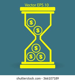 Hourglass with dollars vector illustration