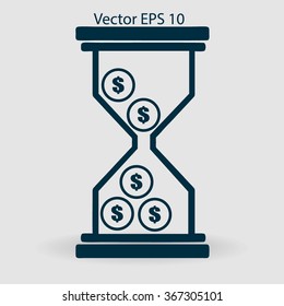 Hourglass with dollars vector illustration