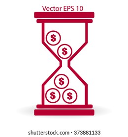 Hourglass with dollars vector illustration
