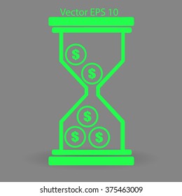 Hourglass with dollars vector illustration