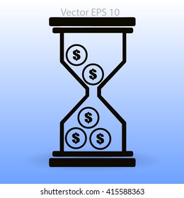 Hourglass with dollars vector illustration