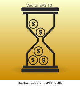Hourglass with dollars vector illustration