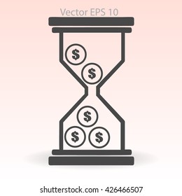Hourglass with dollars vector illustration