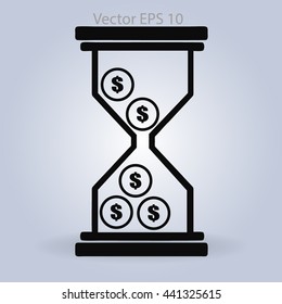 Hourglass with dollars vector illustration