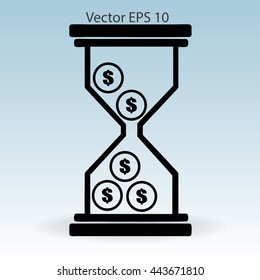 Hourglass with dollars vector illustration
