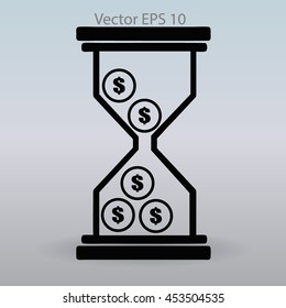 Hourglass with dollars vector illustration