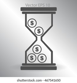 Hourglass with dollars vector illustration
